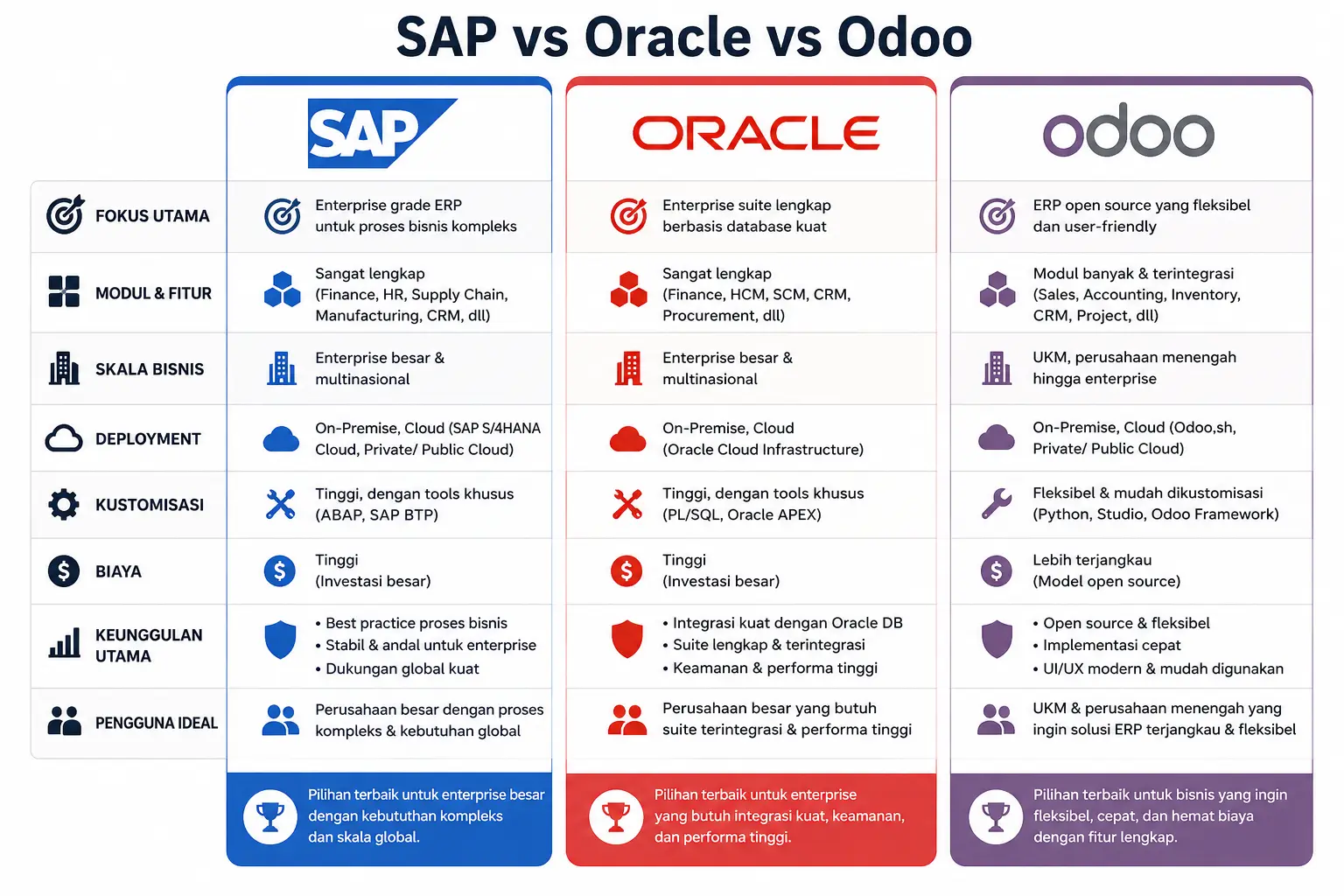 SAP vs Oracle vs Odoo
